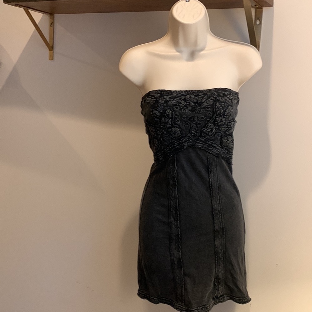 Rare free people mini black xs body con bandeau dress good used condition